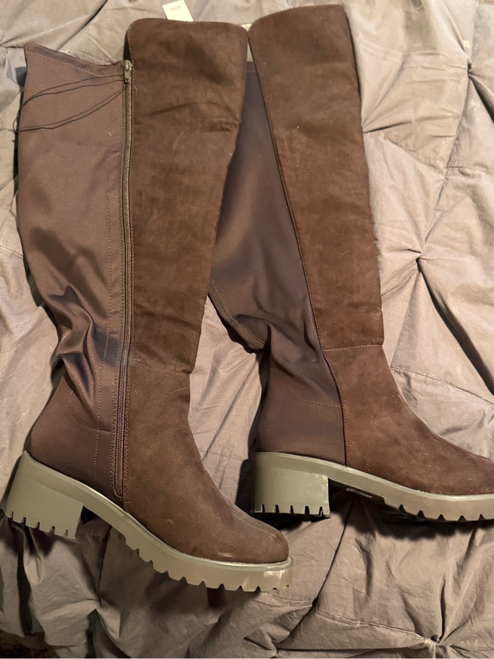 Women’s Brown Suede Knee-High Chunky Boot